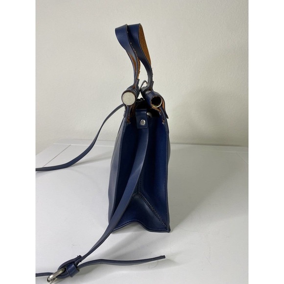 ZARA navy blue doctor bag small silver metal rods - Picture 3 of 8